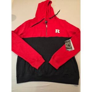 Colosseum Rutgers Scarlet Knights Womens L Hoodie Red Black 1/4‎ Zip COFZ30892S